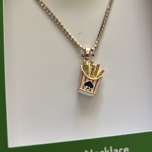 Chic Gold and Silver French Fry Pendant Necklace